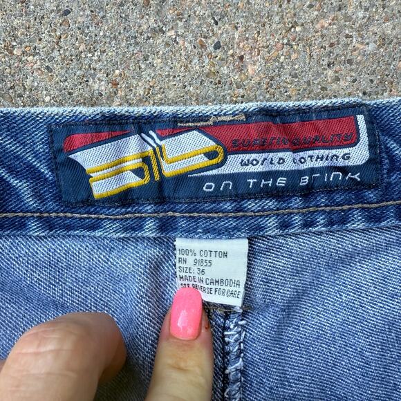 90s JNCO style Jean Shorts Jorts On the Brink OTB size 36 punk skater streetwear - Picture 4 of 9